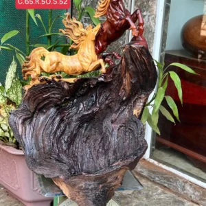 song-ma-uyen-G5839-1 Tượng Song Mã Uyên Ương Gỗ Cẩm Chỉ Nu Lũa Tự Nhiên Hàng Kỹ Nét Liền Khối G5839