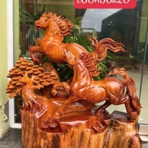song-ma-uyen-G5840-2 Tượng Song Mã Uyên Ương Hương Ta To Đẹp Hàng Đục Kỹ Sắc G5840