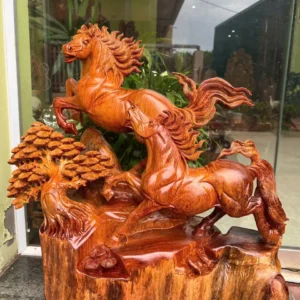 song-ma-uyen-G5840-3 Tượng Song Mã Uyên Ương Hương Ta To Đẹp Hàng Đục Kỹ Sắc G5840