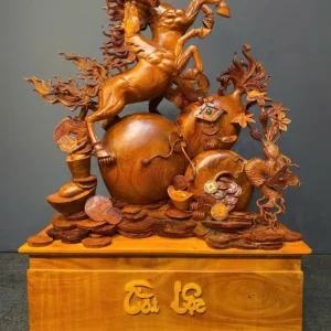 song-ma-uyen-uong-go-huong-ta-G6073-1 Tượng Song Mã Uyên Ương Gỗ Hương Ta Liền Khối G6073