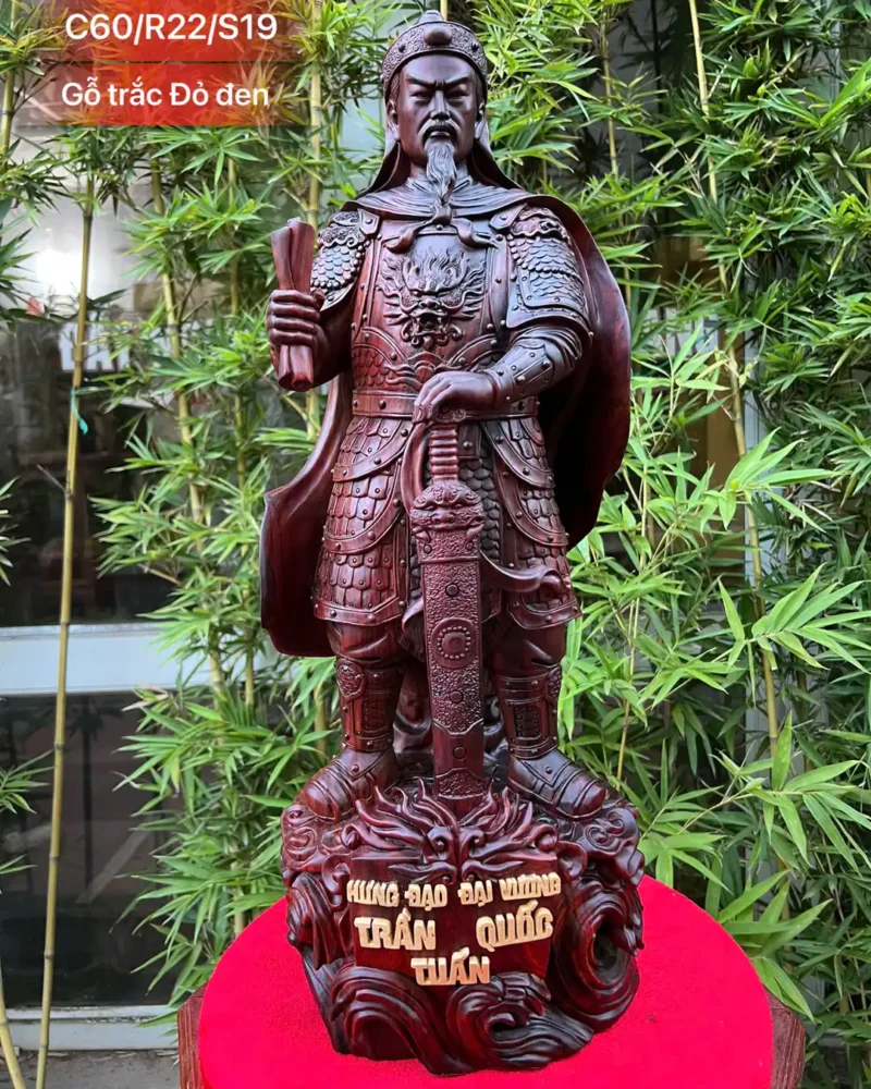 tac-pham-hung-ao-vuong-go-trac-hang-G6121-1 Tượng Tác Phẩm Hưng Đạo Vương Gỗ Trắc Hàng Nghệ Nhân Đục Kỹ G6121