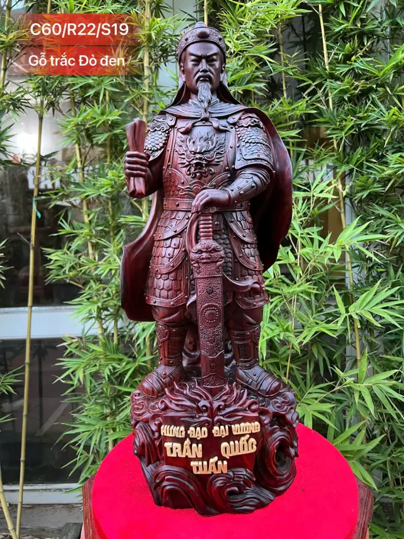 tac-pham-hung-ao-vuong-go-trac-hang-G6121-1 Tượng Tác Phẩm Hưng Đạo Vương Gỗ Trắc Hàng Nghệ Nhân Đục Kỹ G6121