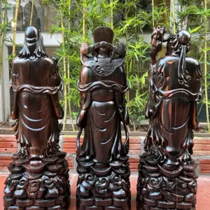 tam-a-go-G5784-3 Tượng Tam Đa Gỗ Mun Hoa Hàng Liền Khối G5784