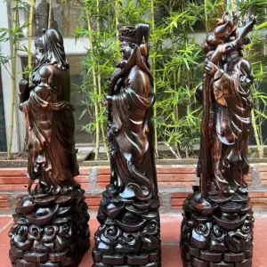 tam-a-go-G5784-4 Tượng Tam Đa Gỗ Mun Hoa Hàng Liền Khối G5784