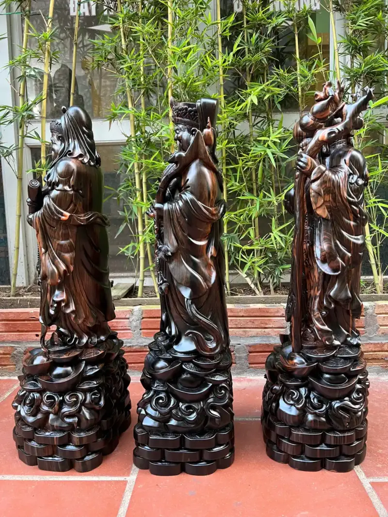 tam-a-go-G5784-4 Tượng Tam Đa Gỗ Mun Hoa Hàng Liền Khối G5784