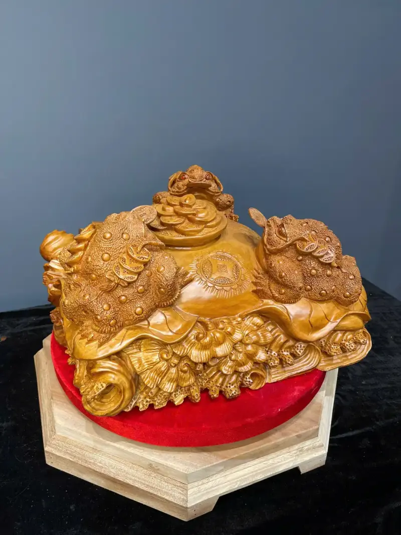 tam-coc-tran-chum-tien-go-ngoc-am-G5436-3 Tượng Tam Cóc Trấn Chum Tiền Gỗ Ngọc Am Liền Khối G5436