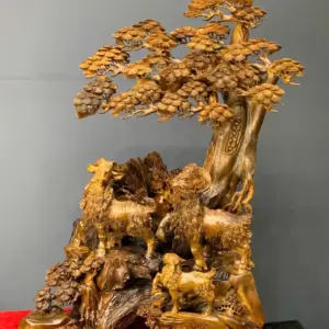tam-duong-quan-tung-go-bach-xanh-G5437-2 Tượng Tam Dương Quần Tùng Gỗ Bách Xanh Liền Khối G5437