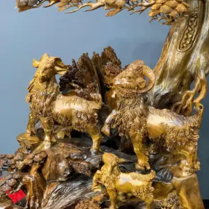 tam-duong-quan-tung-go-bach-xanh-G5437-4 Tượng Tam Dương Quần Tùng Gỗ Bách Xanh Liền Khối G5437