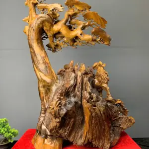 tam-duong-quan-tung-go-bach-xanh-G5437-6 Tượng Tam Dương Quần Tùng Gỗ Bách Xanh Liền Khối G5437