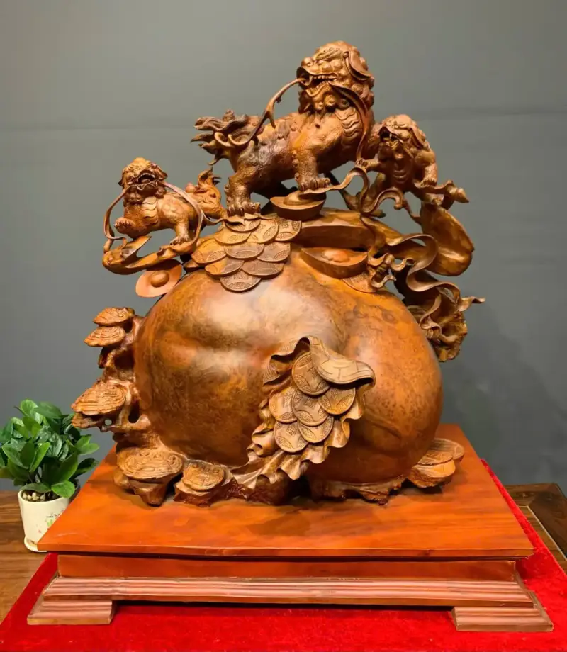 tam-nghe-chan-bao-tien-go-nu-huong-G5438-1 Tượng Tam Nghê Chấn Bao Tiền Gỗ Nu Hương Ta Liền Khối G5438