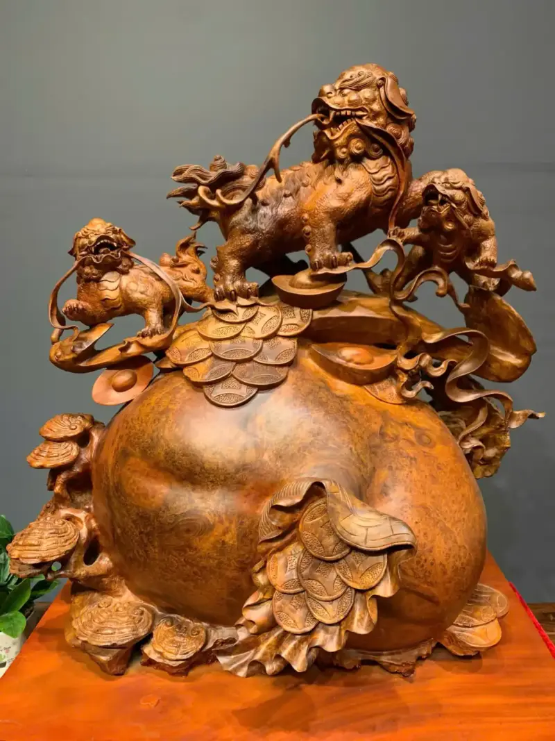 tam-nghe-chan-bao-tien-go-nu-huong-G5438-2 Tượng Tam Nghê Chấn Bao Tiền Gỗ Nu Hương Ta Liền Khối G5438
