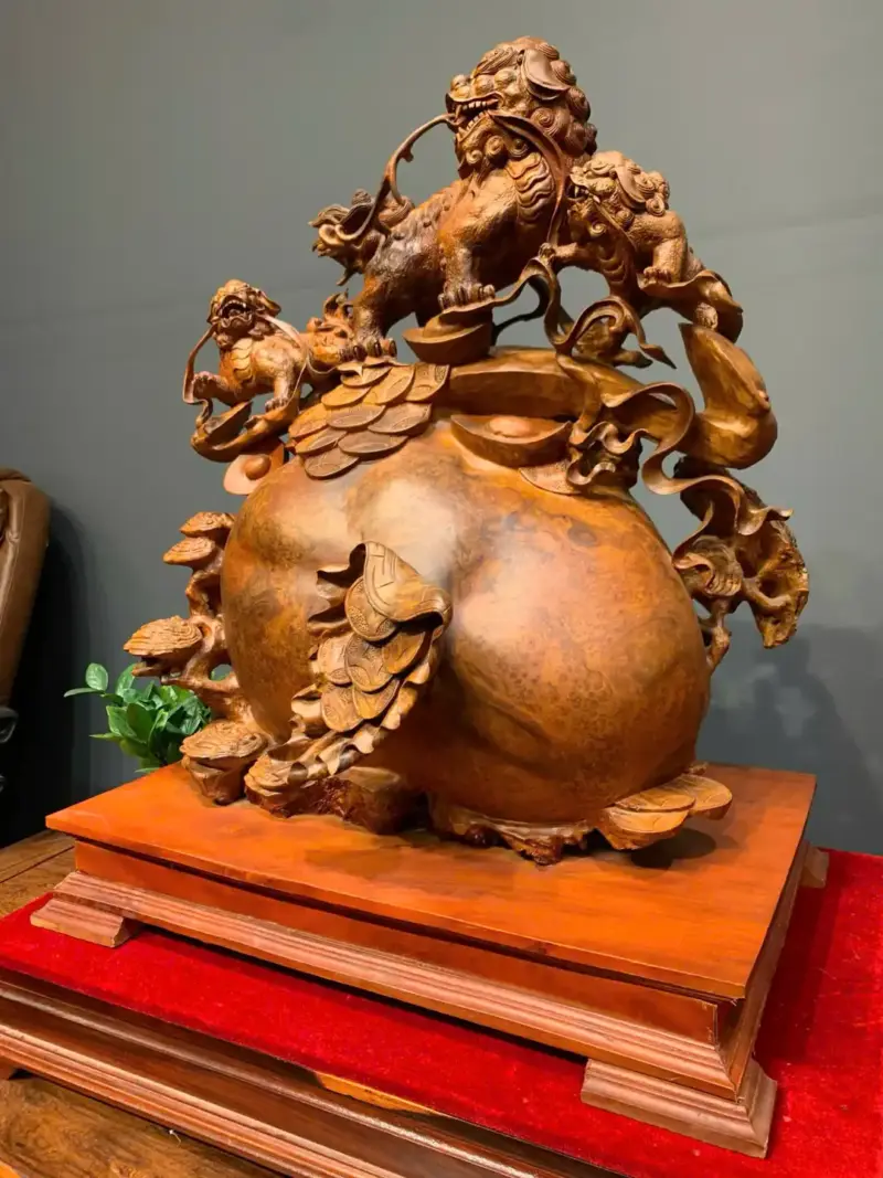 tam-nghe-chan-bao-tien-go-nu-huong-G5438-3 Tượng Tam Nghê Chấn Bao Tiền Gỗ Nu Hương Ta Liền Khối G5438