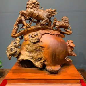 tam-nghe-chan-bao-tien-go-nu-huong-G5438-5 Tượng Tam Nghê Chấn Bao Tiền Gỗ Nu Hương Ta Liền Khối G5438