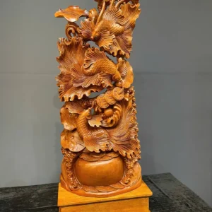tam-ngu-quan-hoi-go-ngoc-am-G5841-4 Tượng Tam Ngư Quần Hội Gỗ Ngọc Am Liền Khối G5841