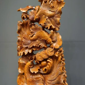 tam-ngu-quan-hoi-go-ngoc-am-G5841-5 Tượng Tam Ngư Quần Hội Gỗ Ngọc Am Liền Khối G5841