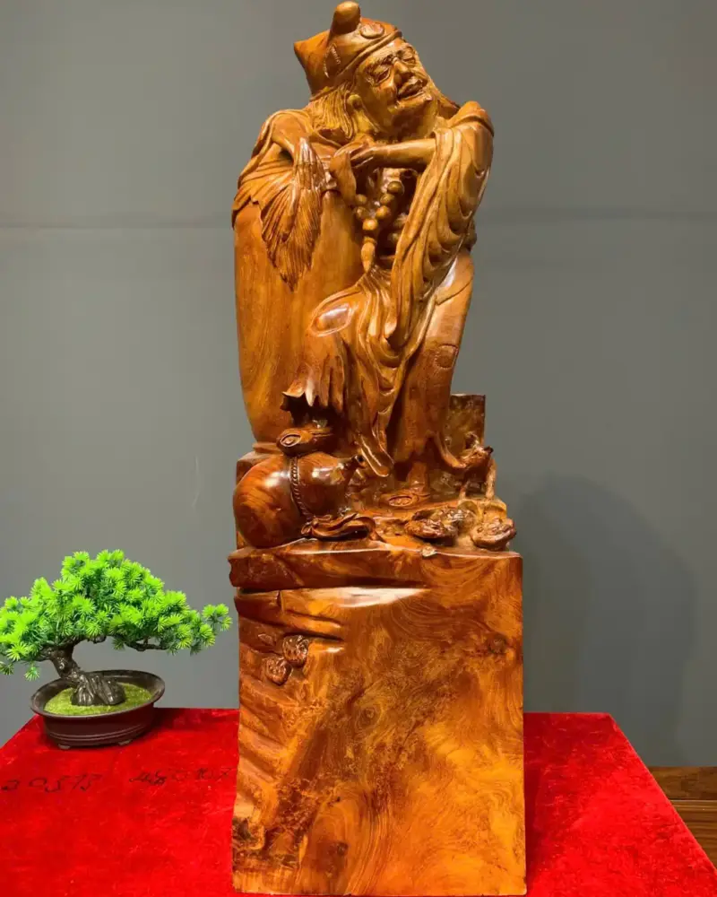 te-cong-hoa-thuong-go-huong-ta-G5450-1 Tượng Tế Công Hòa Thượng Gỗ Hương Ta Điểm Chun Sụn Liền Khối G5450