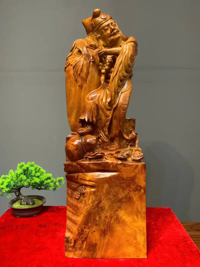 te-cong-hoa-thuong-go-huong-ta-G5450-1 Tượng Tế Công Hòa Thượng Gỗ Hương Ta Điểm Chun Sụn Liền Khối G5450