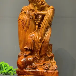te-cong-hoa-thuong-go-huong-ta-G5450-2 Tượng Tế Công Hòa Thượng Gỗ Hương Ta Điểm Chun Sụn Liền Khối G5450