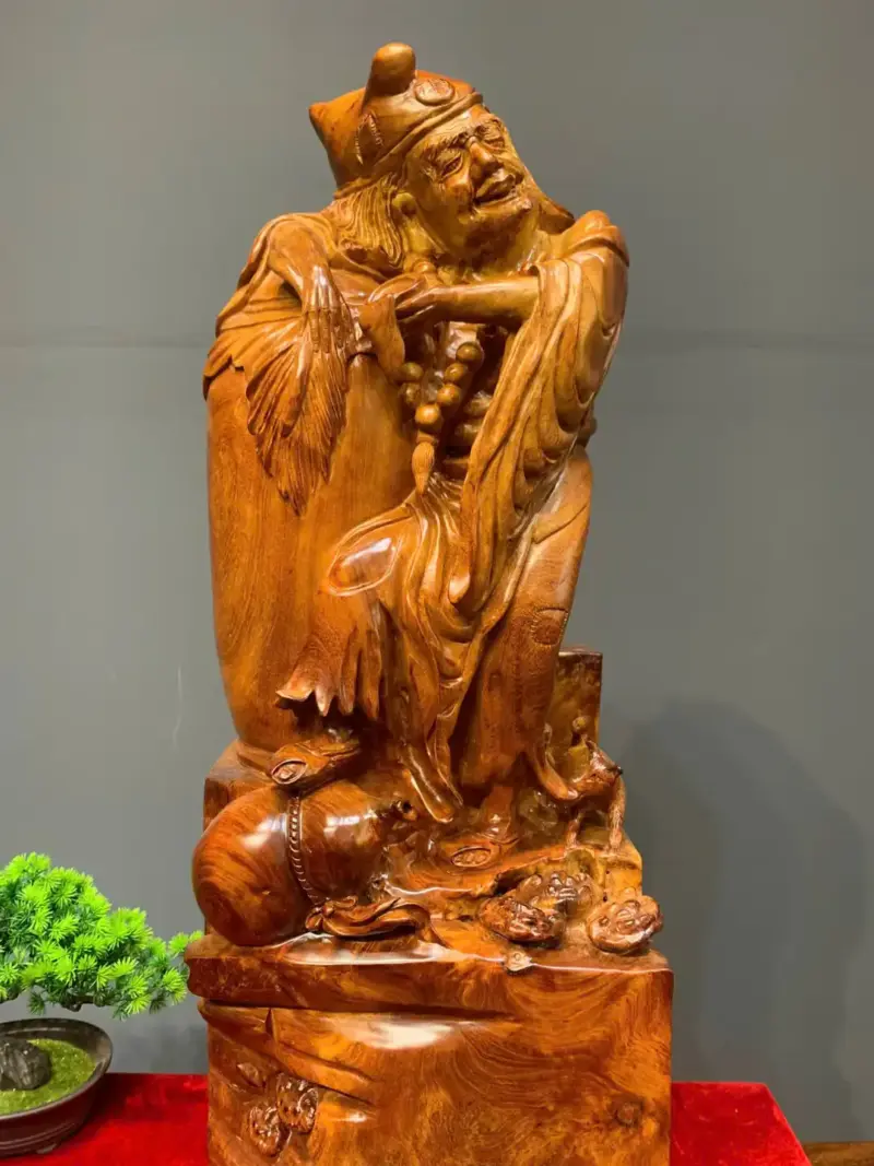 te-cong-hoa-thuong-go-huong-ta-G5450-2 Tượng Tế Công Hòa Thượng Gỗ Hương Ta Điểm Chun Sụn Liền Khối G5450