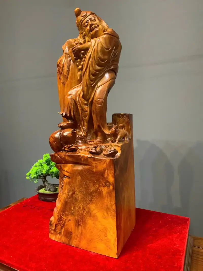 te-cong-hoa-thuong-go-huong-ta-G5450-3 Tượng Tế Công Hòa Thượng Gỗ Hương Ta Điểm Chun Sụn Liền Khối G5450