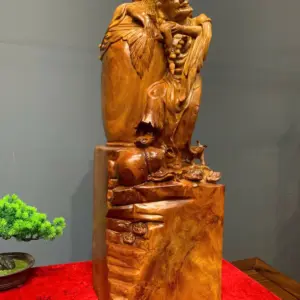 te-cong-hoa-thuong-go-huong-ta-G5450-4 Tượng Tế Công Hòa Thượng Gỗ Hương Ta Điểm Chun Sụn Liền Khối G5450
