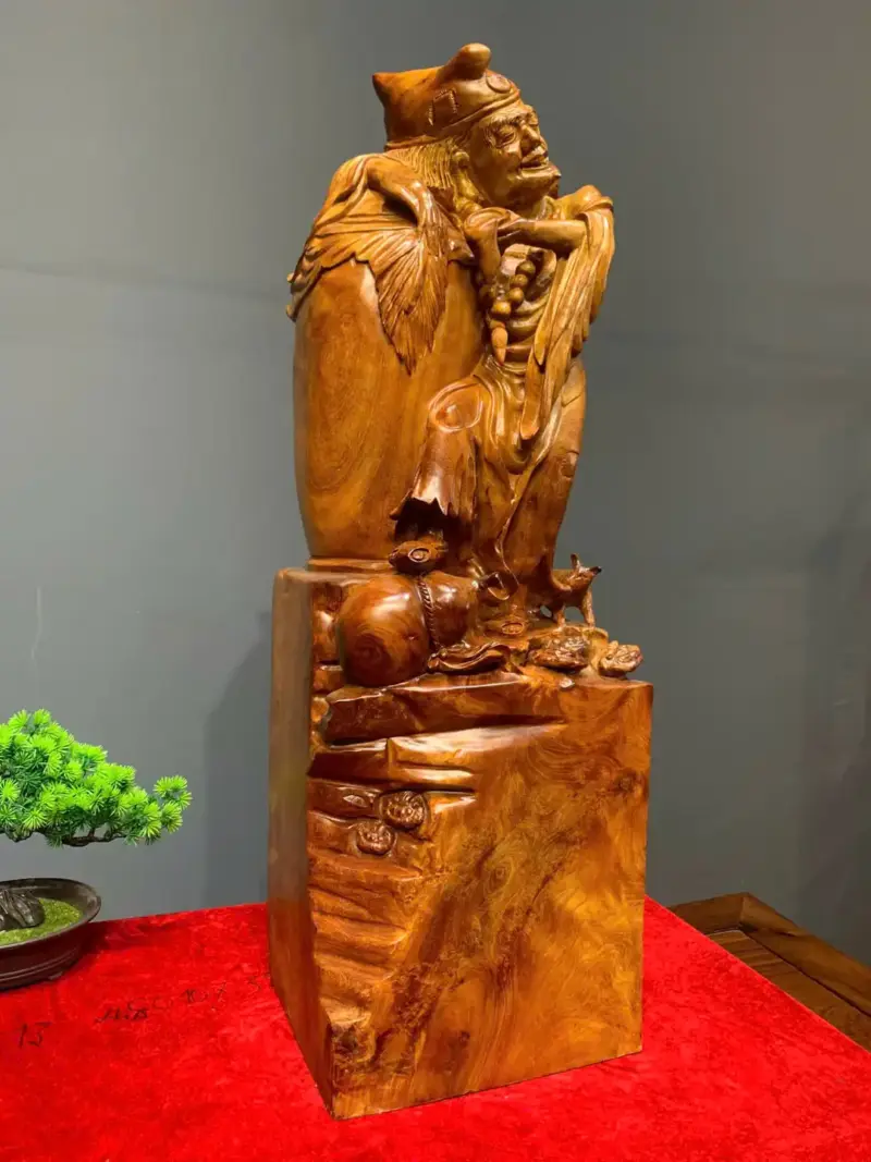 te-cong-hoa-thuong-go-huong-ta-G5450-4 Tượng Tế Công Hòa Thượng Gỗ Hương Ta Điểm Chun Sụn Liền Khối G5450