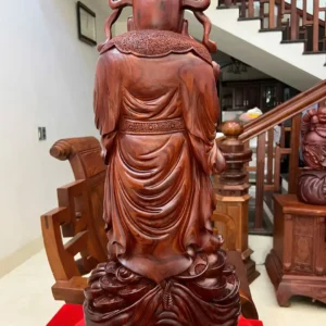 than-tai-go-G6338-4 Tượng Thần Tài Gỗ Tử Đàn Liền Khối To Đẹp G6338