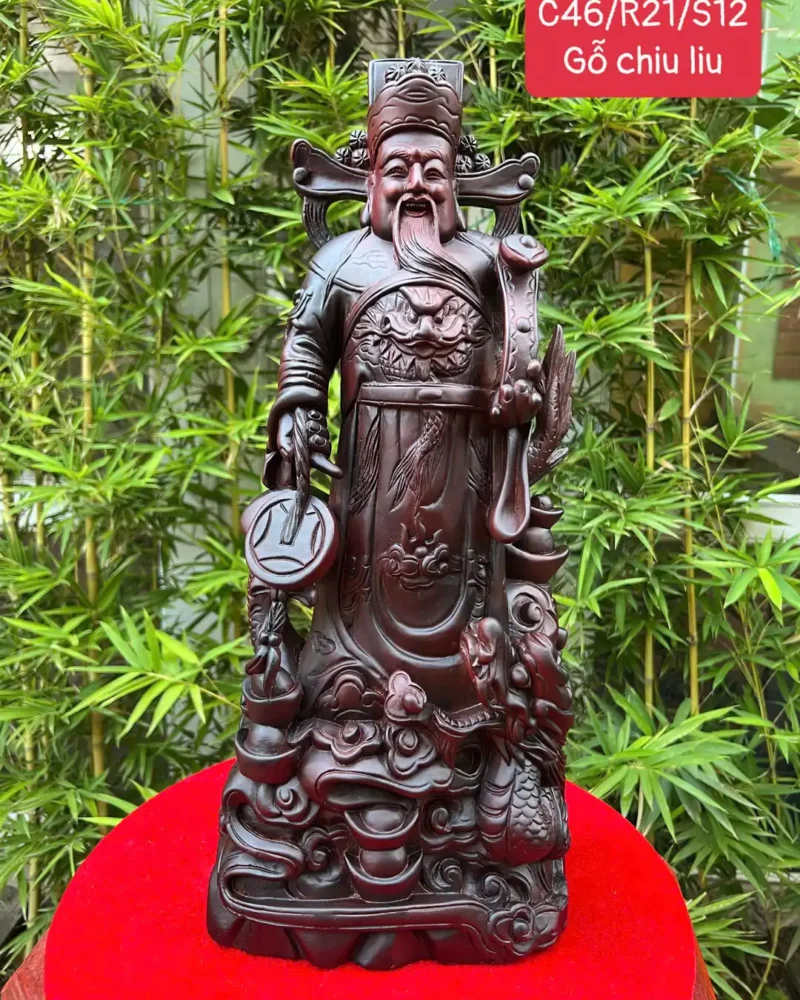 than-tai-go-chiu-liulk-G5966-1 Tượng Thần Tài Gỗ Chiu Liu Liền Khối G5966