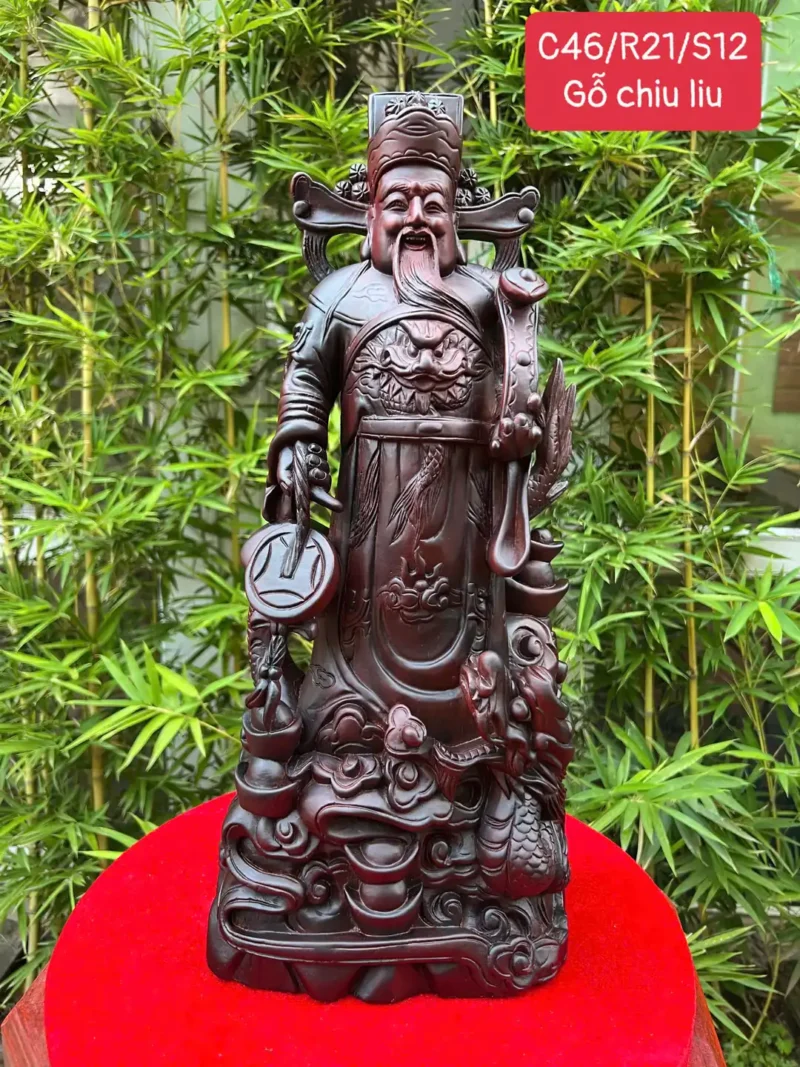 than-tai-go-chiu-liulk-G5966-1 Tượng Thần Tài Gỗ Chiu Liu Liền Khối G5966