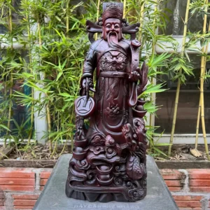 than-tai-go-chiu-liulk-G5966-3 Tượng Thần Tài Gỗ Chiu Liu Liền Khối G5966