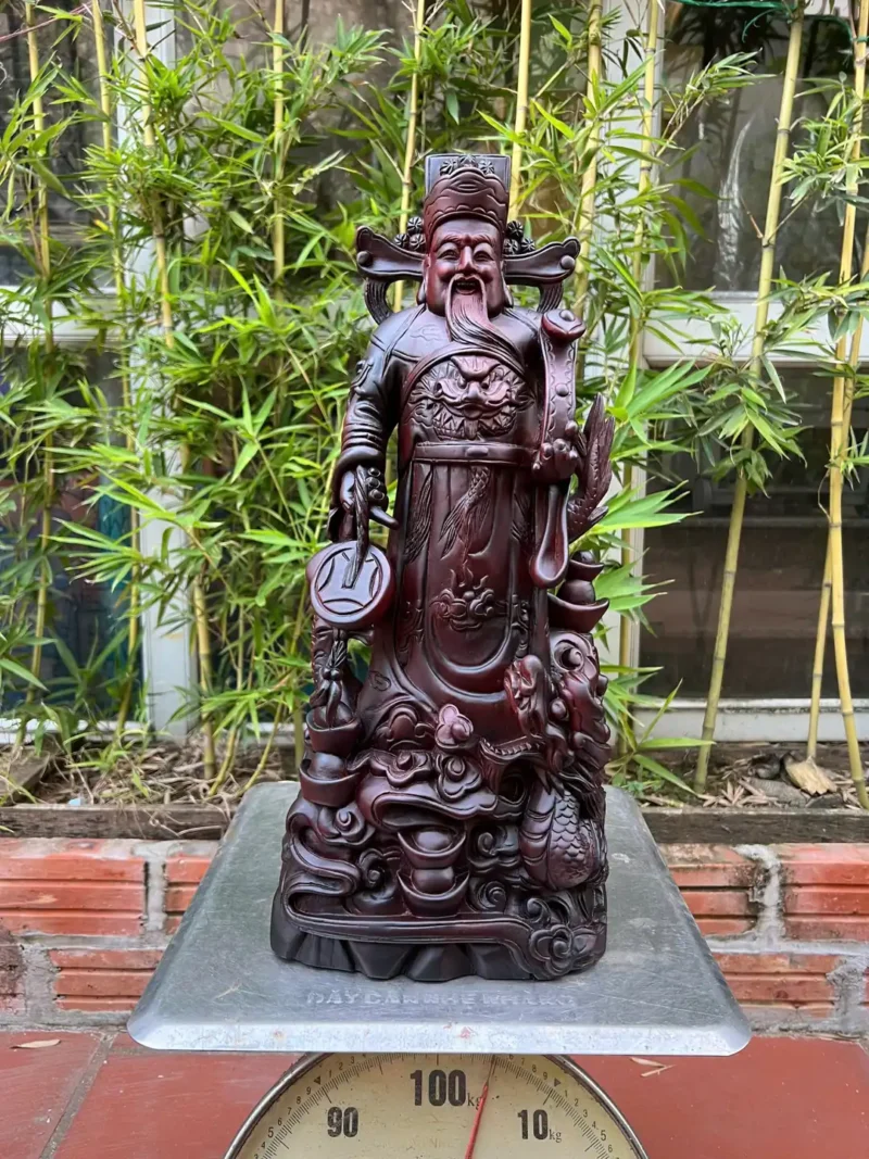 than-tai-go-chiu-liulk-G5966-3 Tượng Thần Tài Gỗ Chiu Liu Liền Khối G5966