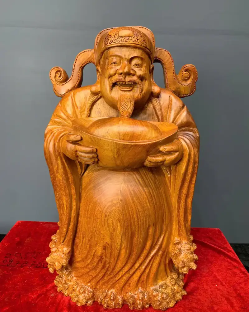than-tai-go-huong-ta-G5787-1 Tượng Thần Tài Gỗ Hương Ta Liền Khối G5787