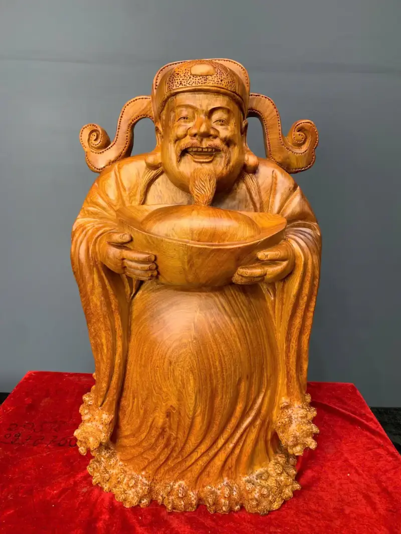 than-tai-go-huong-ta-G5787-1 Tượng Thần Tài Gỗ Hương Ta Liền Khối G5787