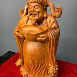than-tai-go-huong-ta-G5787-2 Tượng Thần Tài Gỗ Hương Ta Liền Khối G5787