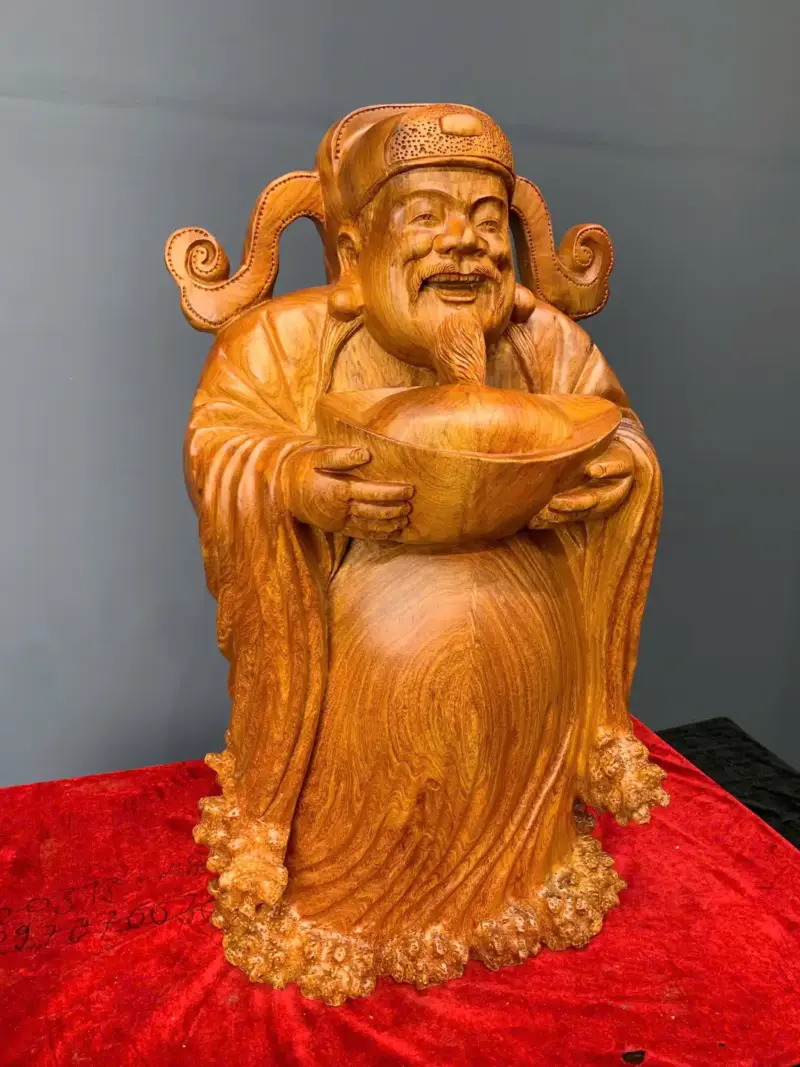 than-tai-go-huong-ta-G5787-3 Tượng Thần Tài Gỗ Hương Ta Liền Khối G5787