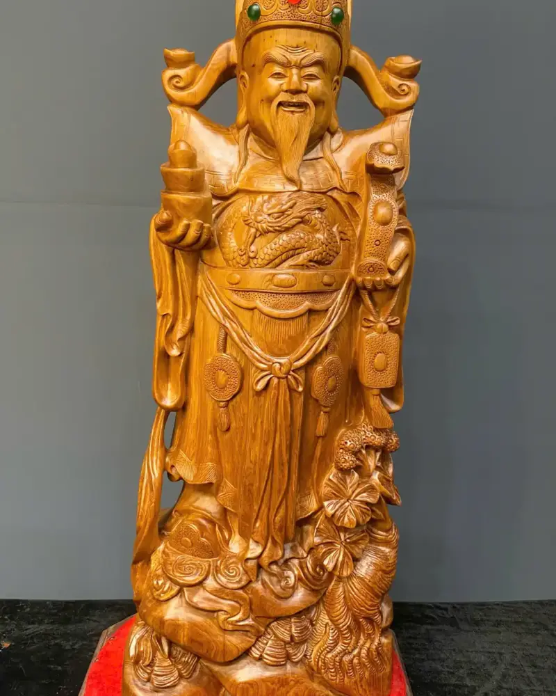 than-tai-go-ngoc-am-G5487-1 Tượng Thần Tài Gỗ Ngọc Am Liền Khối G5487