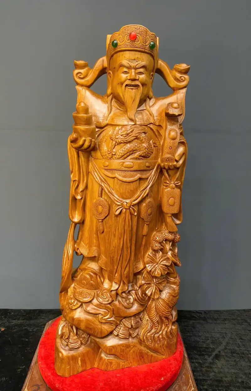 than-tai-go-ngoc-am-G5487-1 Tượng Thần Tài Gỗ Ngọc Am Liền Khối G5487