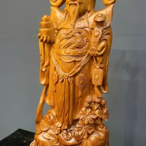 than-tai-go-ngoc-am-G5487-3 Tượng Thần Tài Gỗ Ngọc Am Liền Khối G5487