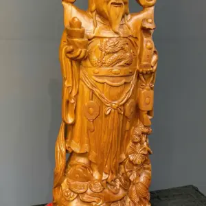 than-tai-go-ngoc-am-G5487-4 Tượng Thần Tài Gỗ Ngọc Am Liền Khối G5487