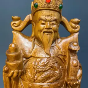 than-tai-go-ngoc-am-G5487-5 Tượng Thần Tài Gỗ Ngọc Am Liền Khối G5487