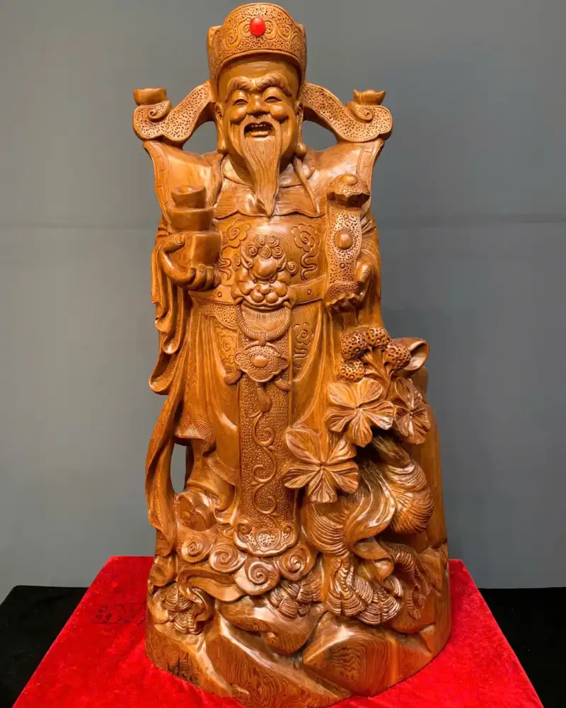 than-tai-go-ngoc-am-G5566-1 Tượng Thần Tài Gỗ Ngọc Am Liền Khối G5566