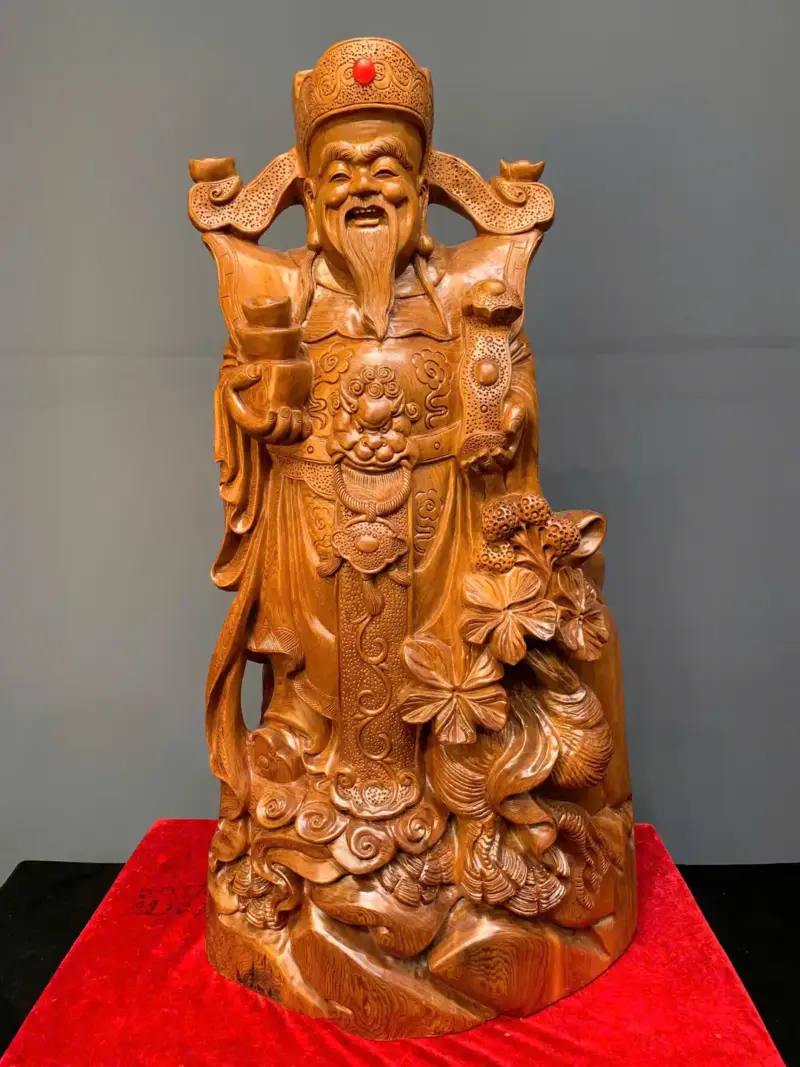 than-tai-go-ngoc-am-G5566-1 Tượng Thần Tài Gỗ Ngọc Am Liền Khối G5566