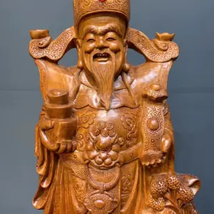 than-tai-go-ngoc-am-G5566-2 Tượng Thần Tài Gỗ Ngọc Am Liền Khối G5566