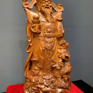 than-tai-go-ngoc-am-G5566-3 Tượng Thần Tài Gỗ Ngọc Am Liền Khối G5566
