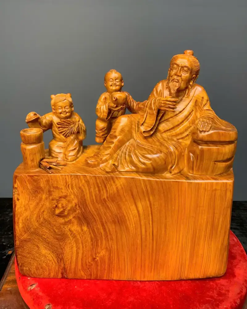 than-tra-go-huong-ta-G5444-1 Tượng Thần Trà Gỗ Hương Ta Liền Khối G5444