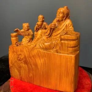 than-tra-go-huong-ta-G5444-3 Tượng Thần Trà Gỗ Hương Ta Liền Khối G5444