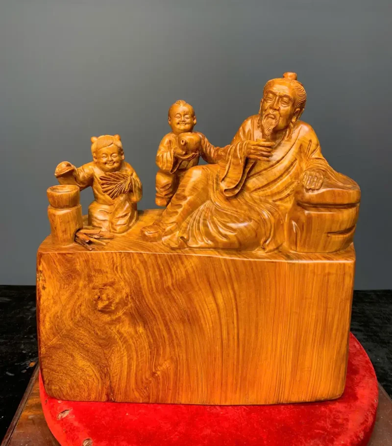than-tra-go-huong-ta-G5965-1 Tượng Thần Trà Gỗ Hương Ta Liền Khối G5965