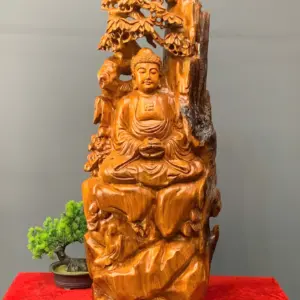 thanh-tam-bai-phat-go-huong-ta-G5442-1 Tượng Thành Tâm Bái Phật Gỗ Hương Ta Liền Khối G5442