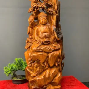 thanh-tam-bai-phat-go-huong-ta-G5442-3 Tượng Thành Tâm Bái Phật Gỗ Hương Ta Liền Khối G5442