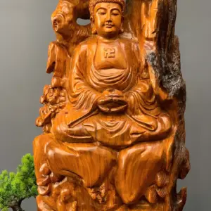 thanh-tam-bai-phat-go-huong-ta-G5442-4 Tượng Thành Tâm Bái Phật Gỗ Hương Ta Liền Khối G5442